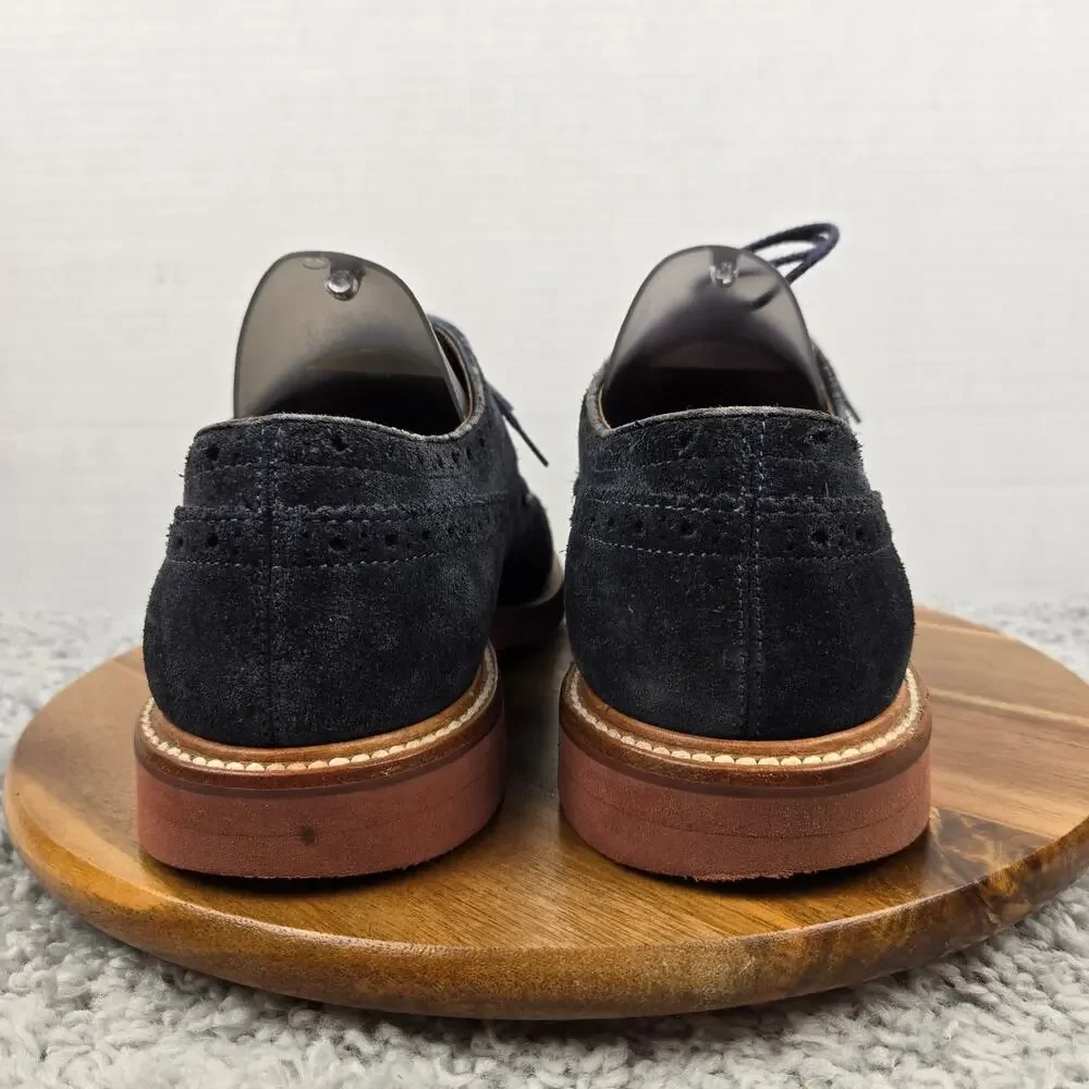 J. Crew Mens 10.5 Kenton Navy Suede Wingtip Medallion Brogue Derby Dress Shoe